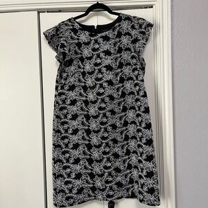 Ann Taylor Black Lace Floral Cap Sleeve Sheath Dress Size 14
